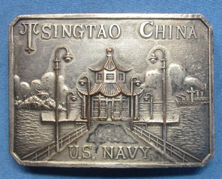 US Post WWII US Navy Tsingtao China Souvenir Buckle — image 2