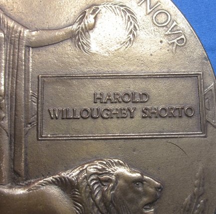 British WWI Brass Memorial Plaque, Dorsetshire Rgt., KIA Egypt 1917 — image 3