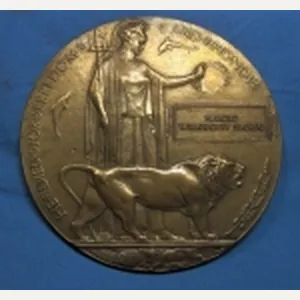 British WWI Brass Memorial Plaque, Dorsetshire Rgt., KIA Egypt 1917