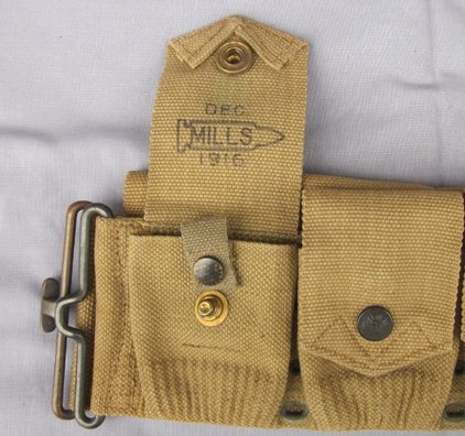 US WWI Mills 10 Pocket, Rimmed Eagle Snap Ammunition Belt, Near New — image 4