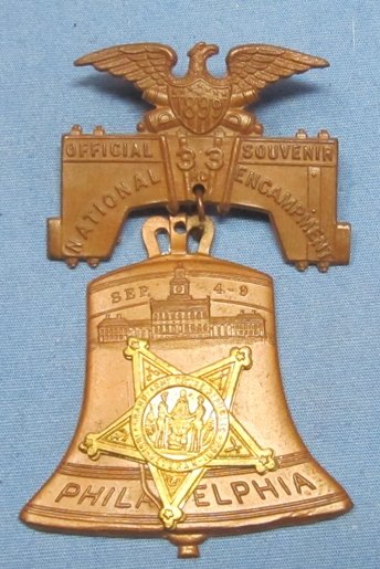 US Post Civil War GAR 33rd National Convention Souvenir Badge, Philadelphia 1899 — image 2