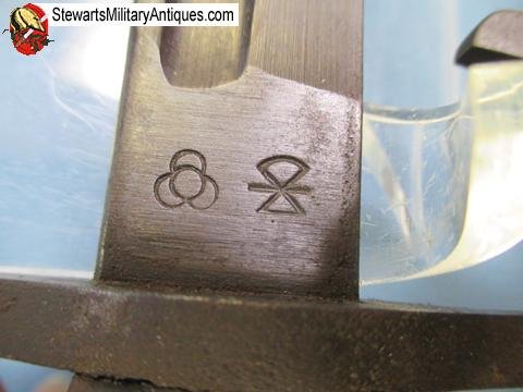  Japanese WWII Type 30 Bayonet, Tokyo Hourglass Seisakusho  with Leather Frog — image 5