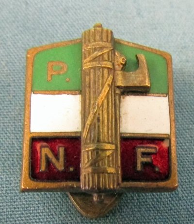  Italian WWII Fascist Party Lapel Badge, Enameled Brass — image 3