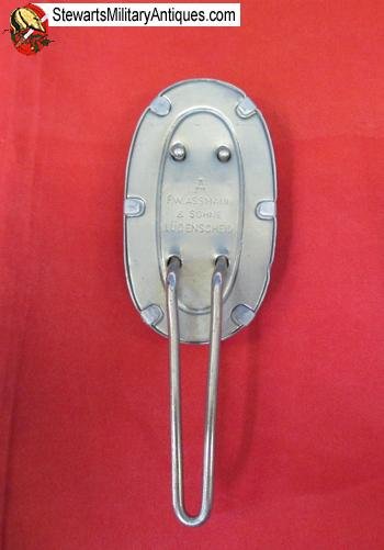  German Post WWII Police Shako Aluminum Field Badge, Assmann Mfg — image 2