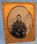US Civil War Armed Union Solder Tintype, 1/4 Plate