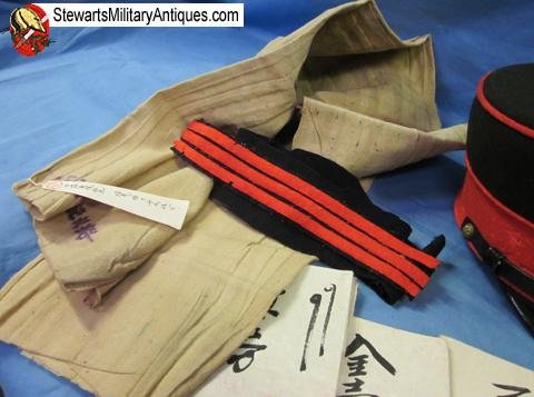  Japanese Meiji Era Identified Hat & Thousand Stitch Belt Grouping — image 6