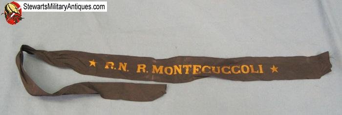  Italian WWII Navy Cap Tally, R.N. R.MONTECUCCOLI — image 2