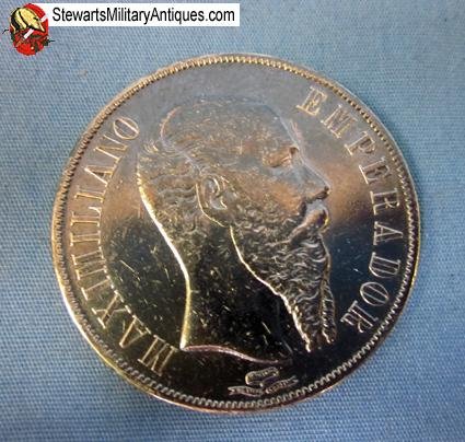  Emperor Maximilian Silver Mexican Peso Coin1866 — image 2