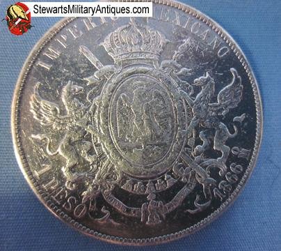  Emperor Maximilian Silver Mexican Peso Coin1866 — image 4