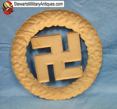  German WWII Large Format Pressed Paper Swastika & Wreath — image 3