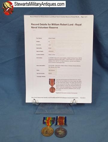  British WWI KIA Medal Set, Royal Naval Volunteer Reserve — image 2