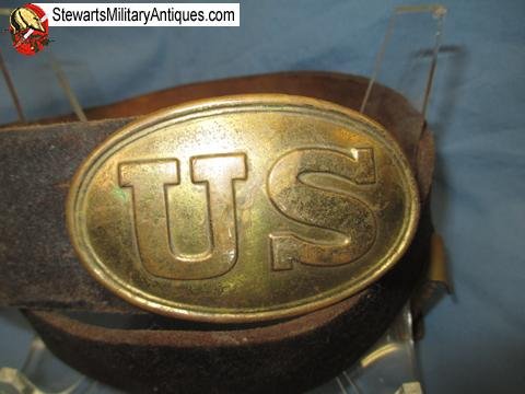  US Civil War Buff Leather Enlisted Belt & Buckle Set — image 3