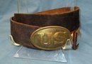 US Civil War Buff Leather Enlisted Belt & Buckle Set