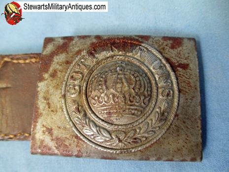  German WWI Prussian M1915 Enlisted Buckle & Leather Tab — image 3