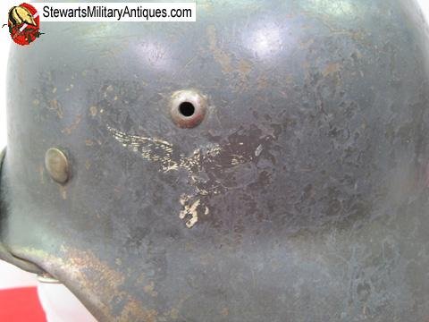  German WWII Luftwaffe M1935 Double Decal Helmet, ET64, Complete — image 5