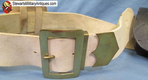  British Late 19th Century Cavalry Buff Leather Bandoleer & Pouch — image 5