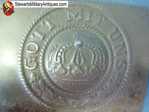  German WWI Prussian EM Steel Buckle, Olive Paint Finish   — image 3