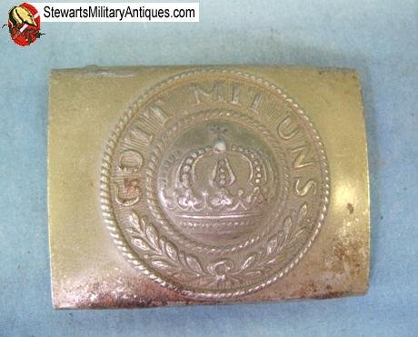  German WWI Prussian EM Steel Buckle, Olive Paint Finish   — image 4