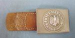 German WWII Army Pebbled Aluminum Buckle & Leather Tab, Deumer …