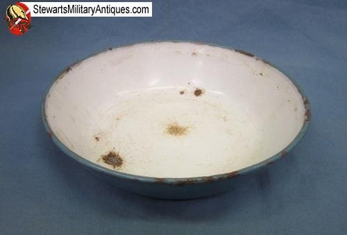  Japanese WWII Enameled Steel Navy Bowl, Battlefield Recovered — image 2