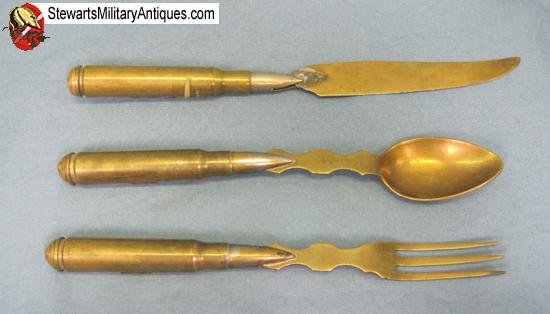  WWI Brass Trench Art Knife-Fork-Spoon — image 2