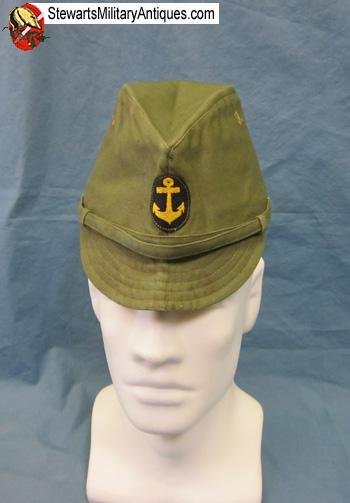  Japanese WWII Navy Enlisted Green Field Cap, Yellow Anchor, Black Backing — image 5