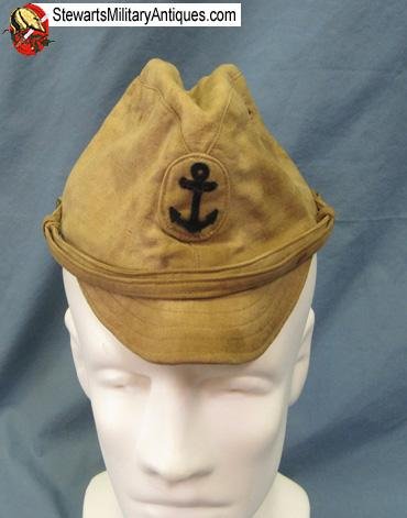  Japanese WWII IJN White Cotton Field Cap, Wool Anchor — image 2
