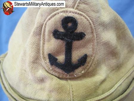  Japanese WWII IJN White Cotton Field Cap, Wool Anchor — image 3