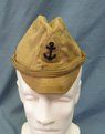 Japanese WWII IJN White Cotton Field Cap, Wool Anchor