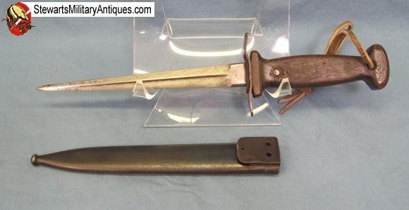  Belgium WWI Fighting Knife & Scabbard — image 3