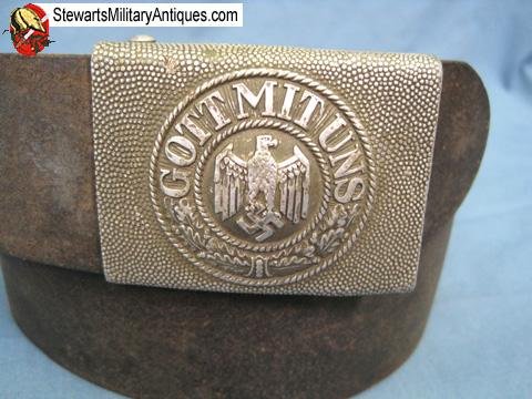  German WWII Army Belt & Buckle Set, 1936 Dated, Unit Marked — image 5