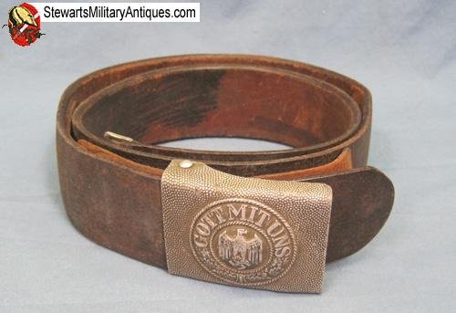  German WWII Army Belt & Buckle Set, 1936 Dated, Unit Marked — image 6