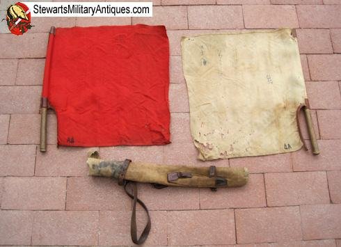  Japanese WWII Semaphore Signal Flags & Canvas Carrier — image 2