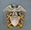 US WWII Australian Mfg US Navy Officer Hat Insignia, Sterling