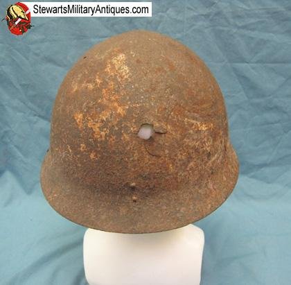   Japanese WWII T-30 Battle Damaged Army Helmet   — image 5