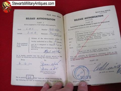  British WWII RAF Service & Release Book — image 6