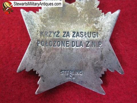  Polish WWII Era Patriotic Society Medal, Sterling — image 2