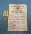 Soviet WWII Defense of Stalingrad Medal & Documet Set