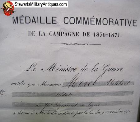  French Franco-Prussian War Medal & Document Set — image 4