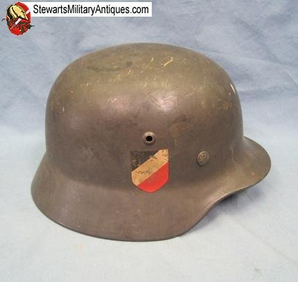  German WWII M1935 Luftwaffe Double Decal Helmet, Q62 — image 3