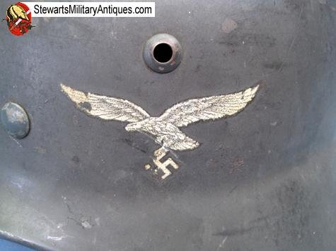  German WWII M1935 Luftwaffe Double Decal Helmet, Q62 — image 4