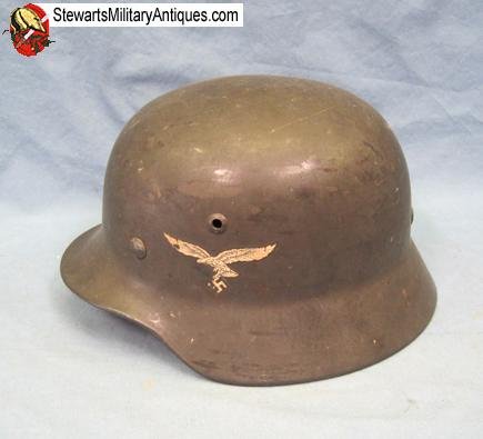  German WWII M1935 Luftwaffe Double Decal Helmet, Q62 — image 5