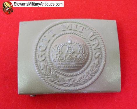  German WWI Prussian EM Steel Buckle, Olive Paint Finish — image 2