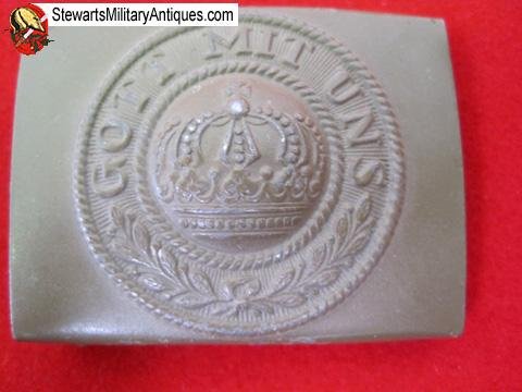  German WWI Prussian EM Steel Buckle, Olive Paint Finish — image 3