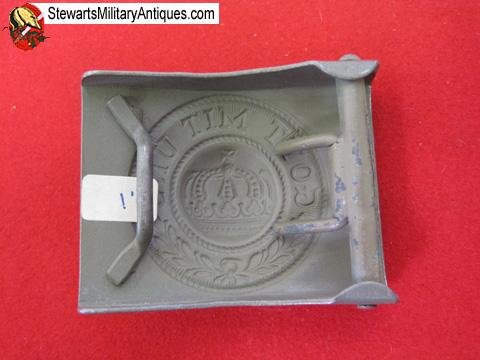  German WWI Prussian EM Steel Buckle, Olive Paint Finish — image 4