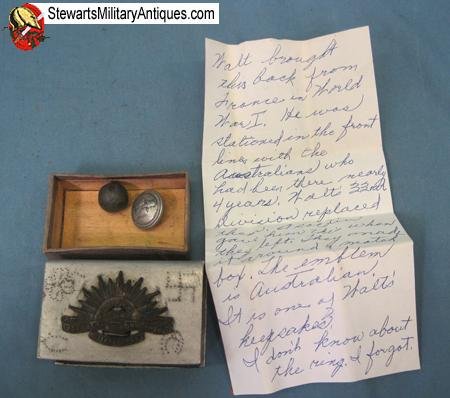  Australian WWI Trenchart Matchsafe & Letter — image 5