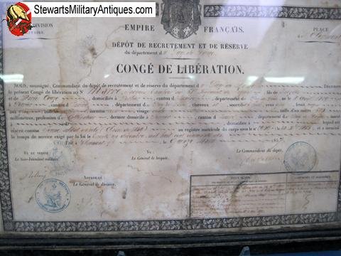  French Crimean War Campaign Medal & Soldier Discharge Certificate — image 2