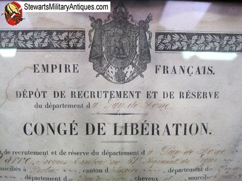 French Crimean War Campaign Medal & Soldier Discharge Certificate — image 3