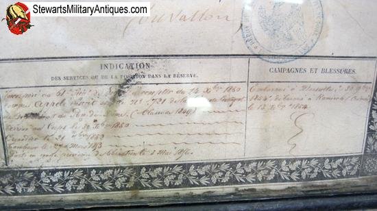  French Crimean War Campaign Medal & Soldier Discharge Certificate — image 4
