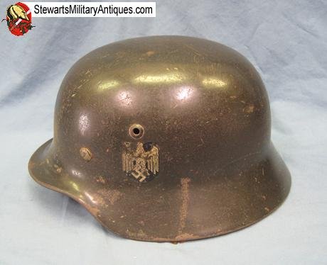  German WWII Army M1935 Double Decal Helmet, EF66 — image 3